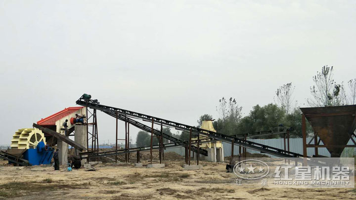 洗砂機(jī)搭配在生產(chǎn)線中，有效作業(yè)，清洗更干凈